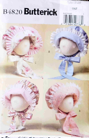 Butterick B4820 Infant Bonnets Pattern Sizes S to XL